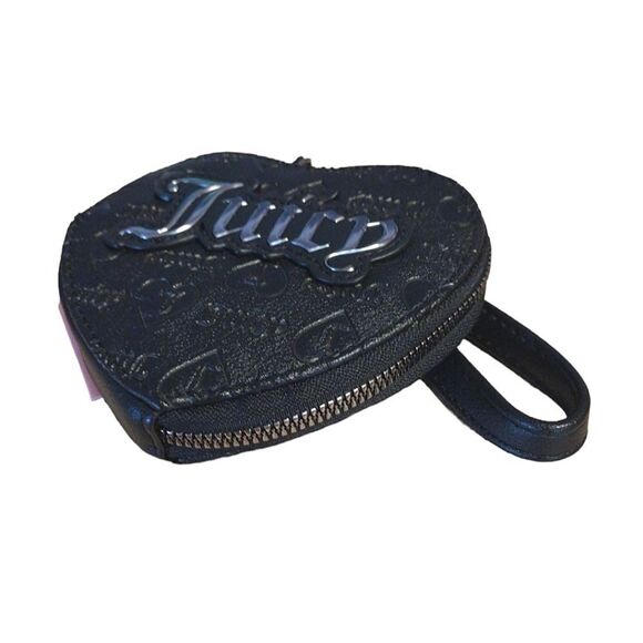 Juicy Couture Black Heart Shaped Zip Around 5" Wristlet NWT - Picture 6 of 13